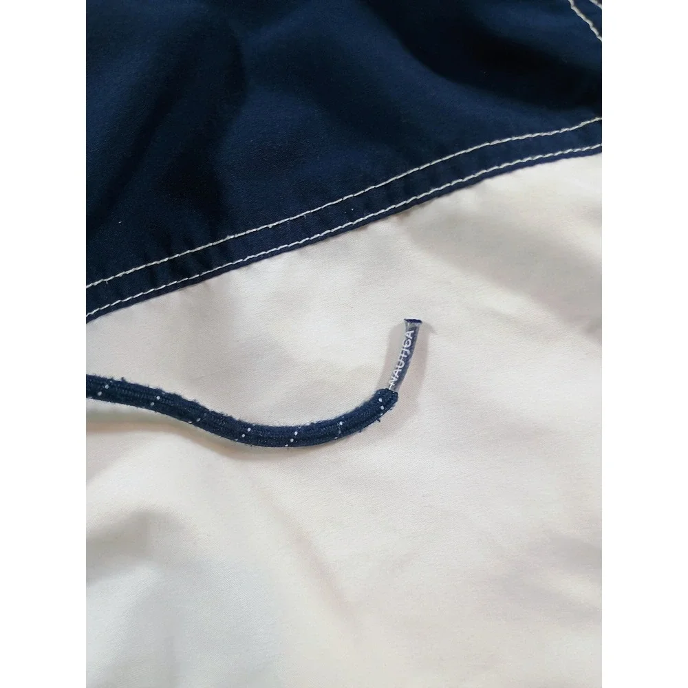 Nautica Mens Board Shorts White Navy 32W‎ Colorblock Swim Trunks
